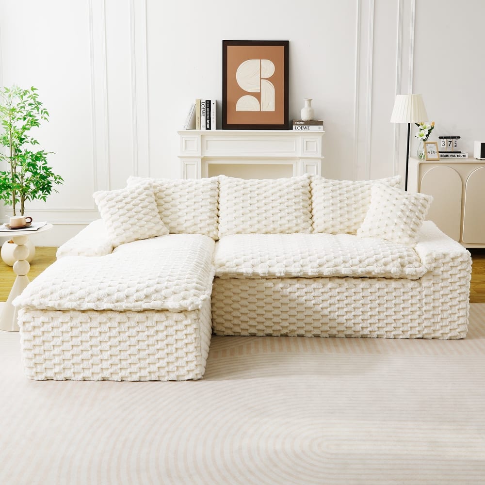 L-Shaped Sleeper Sectional Sofa Convertible Straight Sofa, Loveseat and Chaise Lounge Set for Living Room