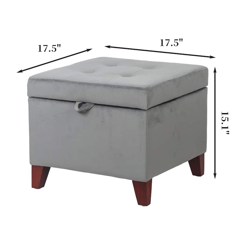 Adeco Faux Leather Tufted Flip Top Storage Ottoman
