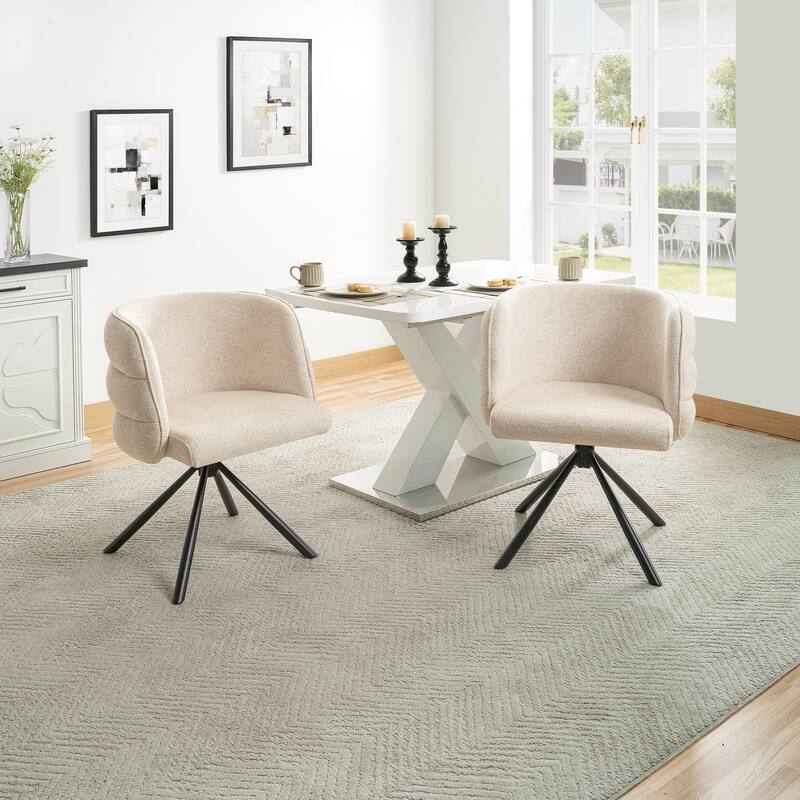 Swivel Home Office Chairs Set of 2, Upholstered Dining Chairs Accent Chairs Makeup Chair with Thick Cushions