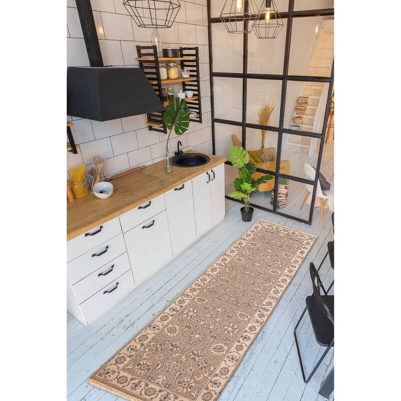 ECARPETGALLERY Flat-Weave Lahor Finest Taupe Wool Tapestry Kilim - 2'6 x 8'9