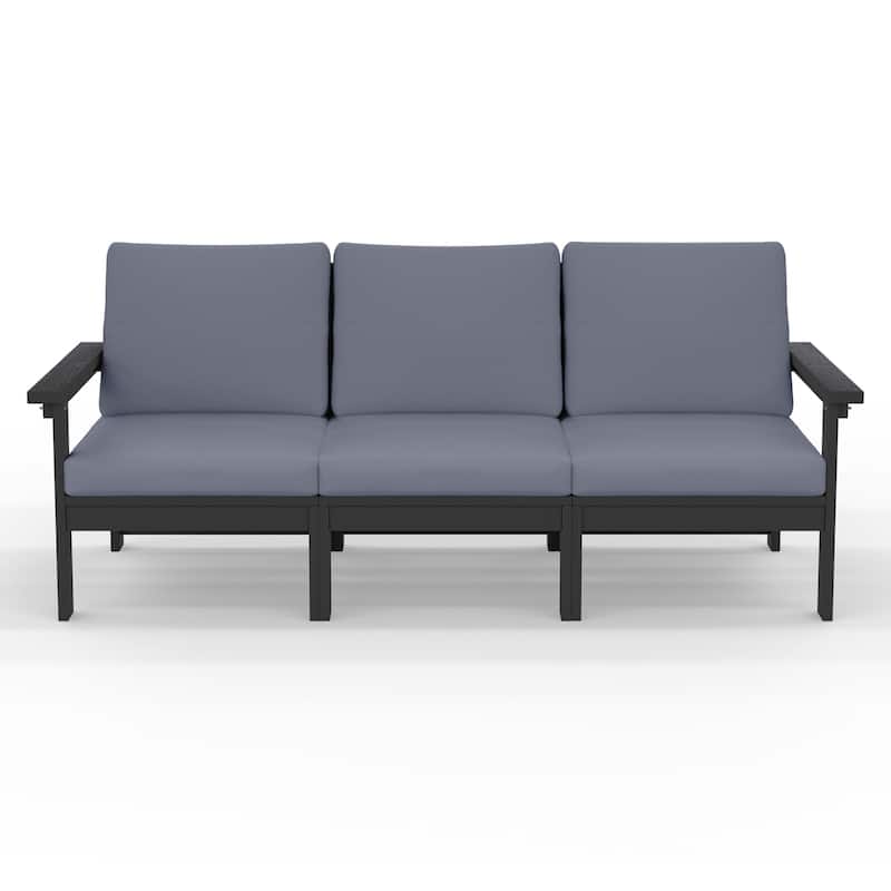 Outdoor Patio HDPE 3-Seat Sofa, 3 Removable Cushions Included