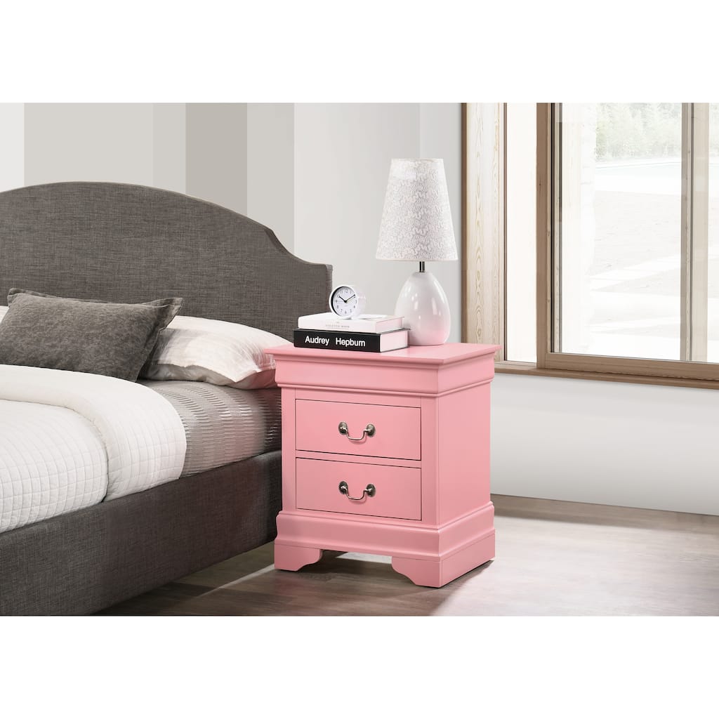 Charming Pink Nightstand with Two Drawers