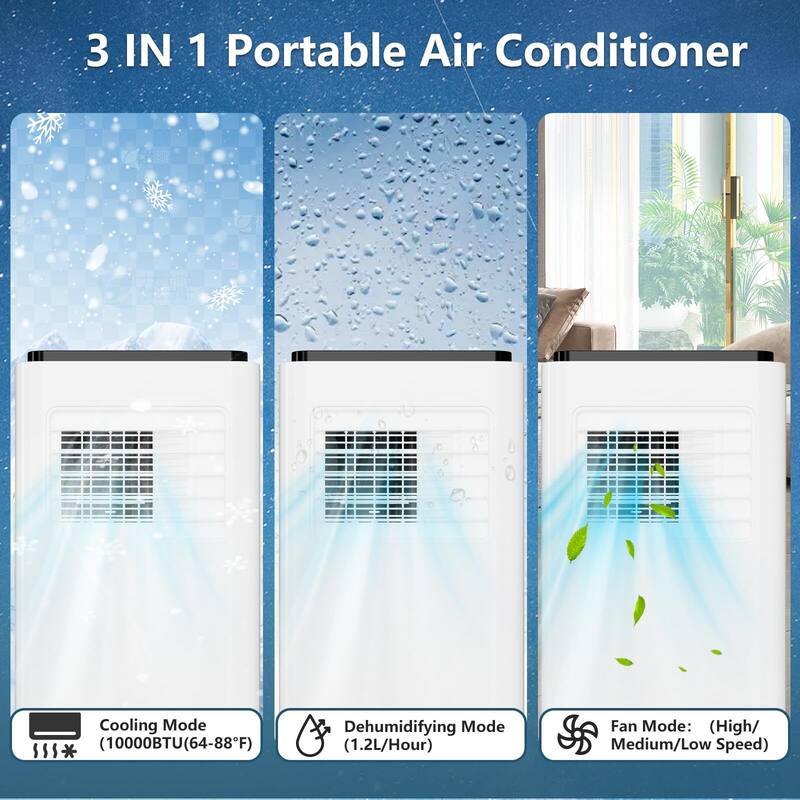 Portable Air Conditioner, 10000 BTU Air Conditioner with Remote Control,Quiet AC Unit with Cool
