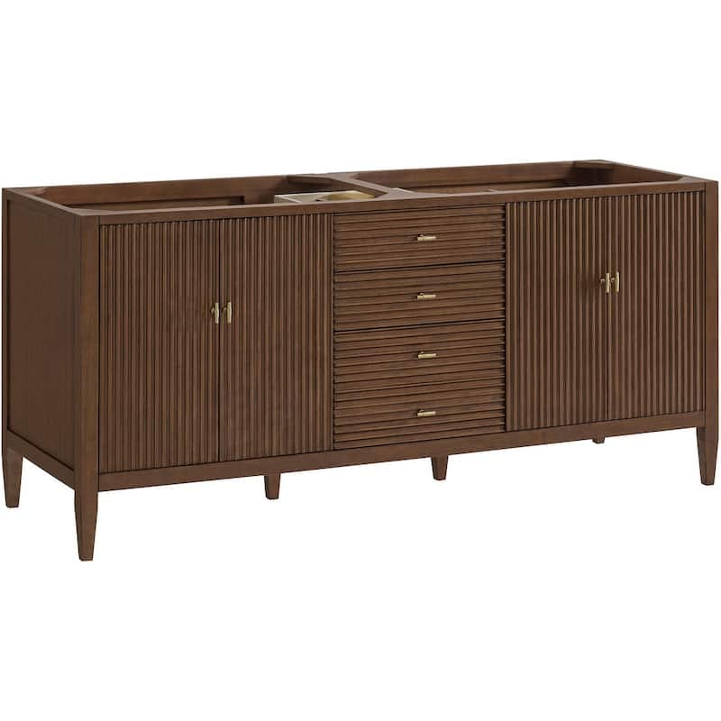 James Martin Vanities 485-V72-M Myrrin 72" Free Standing Double Basin - Mid-Century Walnut - Walnut Finish