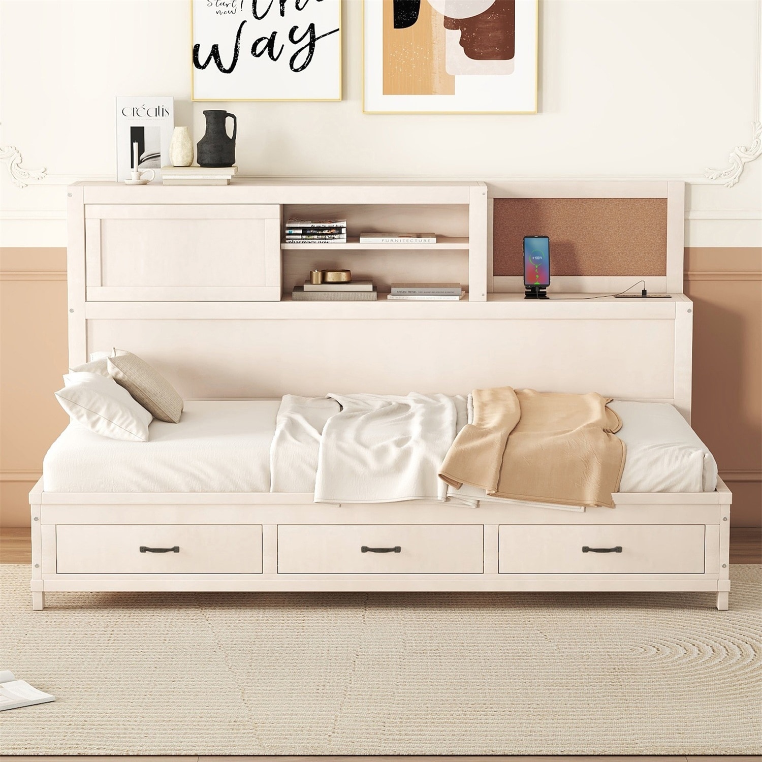Merax solid wood top daybed with trundle