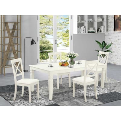 Dining Room Set 5 Piece Table & Chairs Linen White Mountain Lodge Style