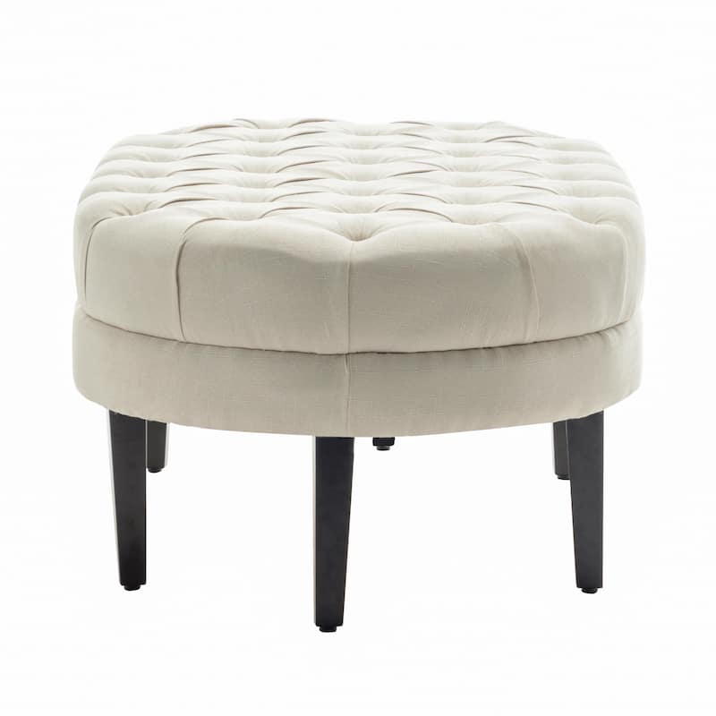 Porthos Home Itan Fabric Oval Cocktail Ottoman with Rubberwood Legs