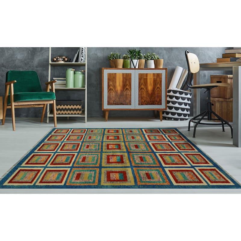 Balochi Mitchell Blue/Rust Rug - 4'6" x 6'7"