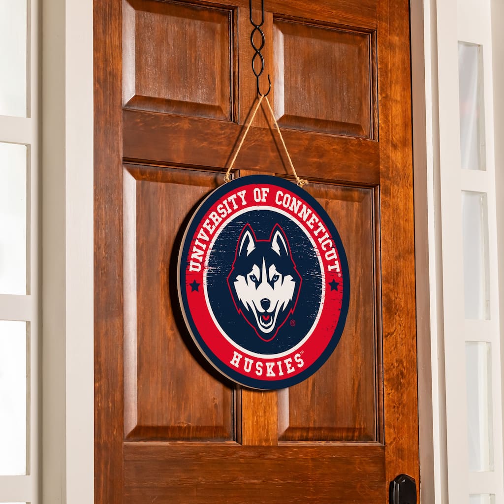 University of Connecticut Wooden Door Decor Wall Sign - Multi-Color