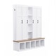preview thumbnail 4 of 13, Farmhouse 4-in-1 Hall Tree with 6 Hanging Hooks and Seating Bench