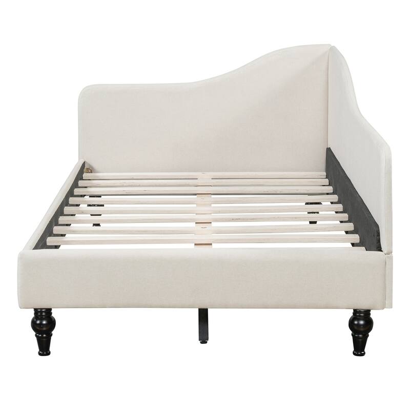 Linen Fabric L-Shaped Wooden Daybed