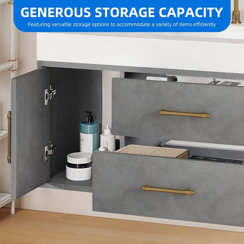Moasis 40" Floating Wall Mounted Bathroom Vanity with 2 Drawers & 2 Storage Cabinet