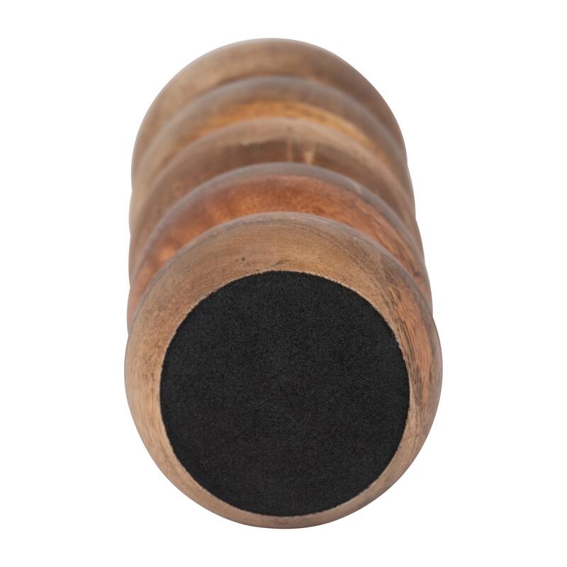 Sagebrook Home Wood, Ribbed Votive Holder, Natural, Cylinder, Ribbed