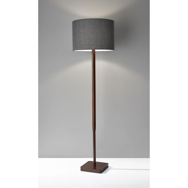 HomeRoots 59" Solid Wood Traditional Shaped Floor Lamp With Black Drum Shade - 16