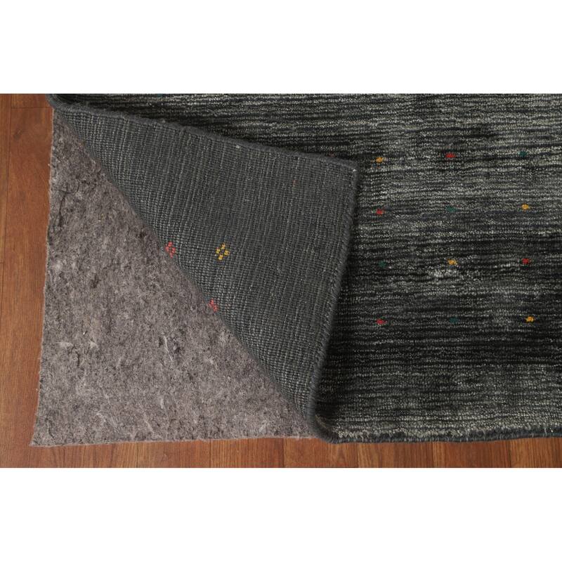 Grey Tribal Gabbeh Oriental Area Rug Hand-Knotted Wool Carpet - 7'10" x 9'9"