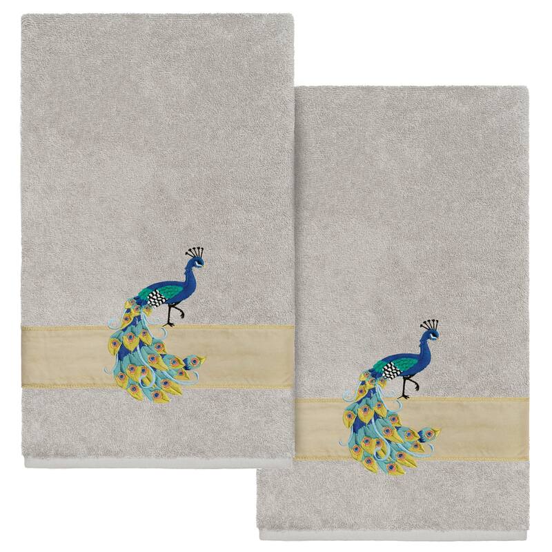 Authentic Hotel and Spa Turkish Cotton Penelope 2PC Bath Towel Set - Light Gray