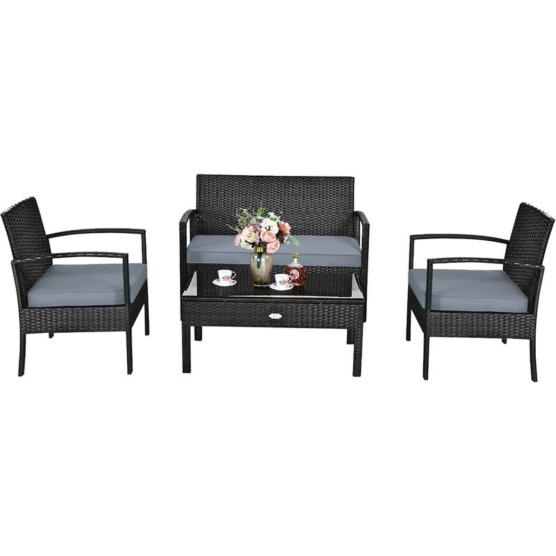 Costway 8PCS Patio Rattan Furniture Set Garden Deck - See Details