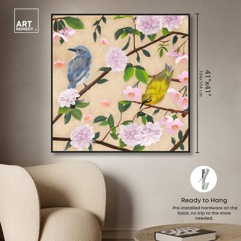 Birds Cuddle Canvas by Art Remedy