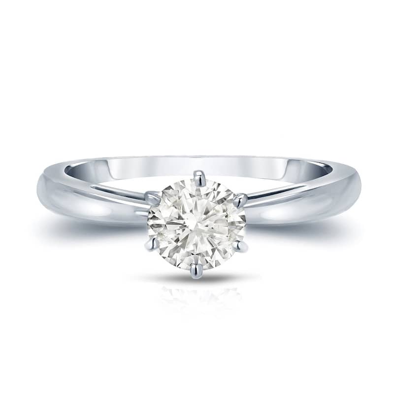 Auriya 14k Gold 1ctw Round Solitaire Diamond Engagement Ring 6-Prong (I-J, SI2-SI3)