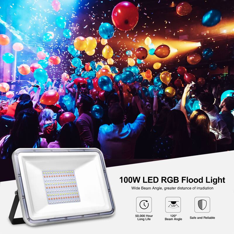 RGB LED Flood Lights, 30W/50W/100W Color Changing Spotlight with R/C
