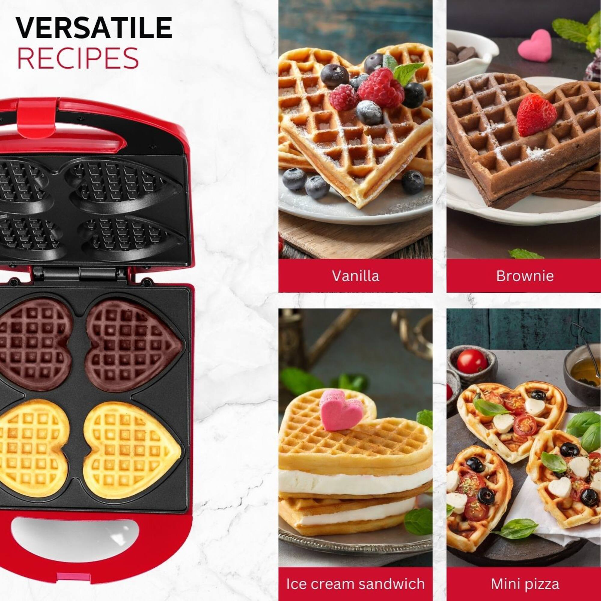 Holstein Housewares 4 Count Heart Shaped Waffle Maker On Sale Bed