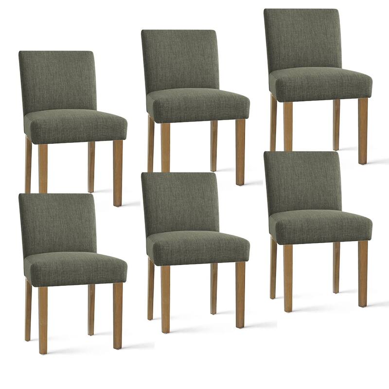 Parsons Dining Chairs with Linen Upholstery and Solid Wood Legs