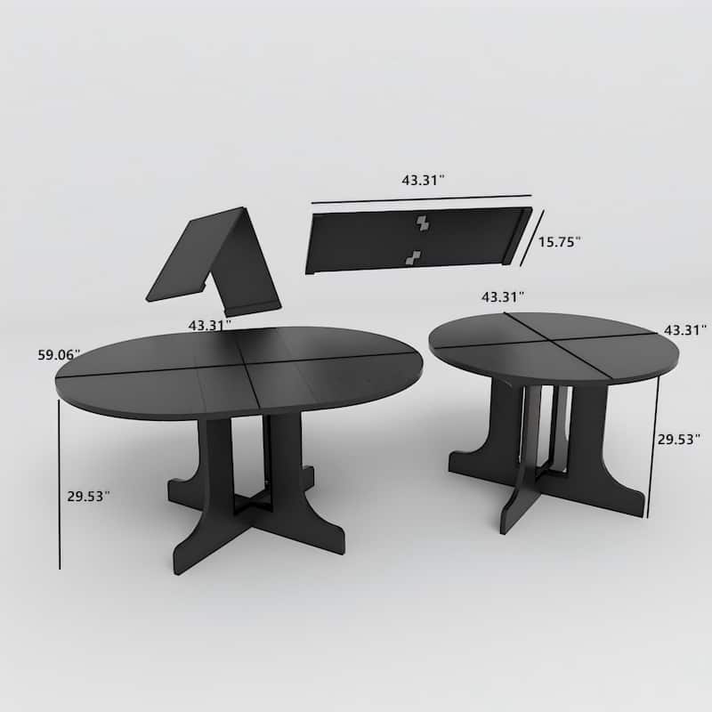 Farmhouse Expandable Oval Dining Table w/Removable Leaf and X-Shaped Base - N/A