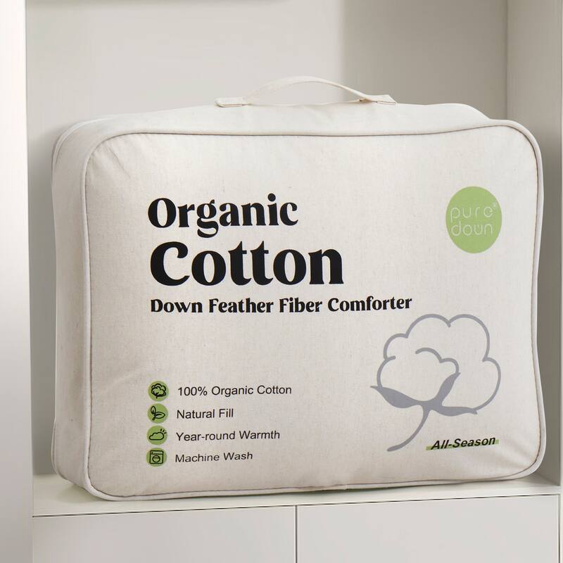 All Season 100% Organic Cotton Down Duvet Insert Medium Warmth Comforter