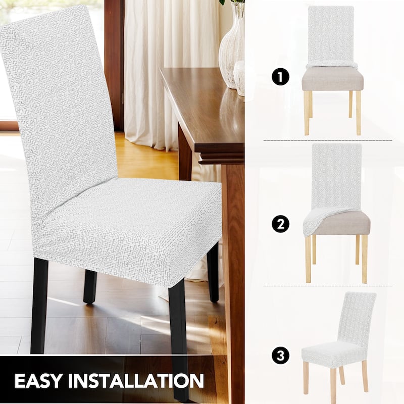 Stretch Jacquard Spandex Chair Covers 4 Pieces - 18x18x24 Inch