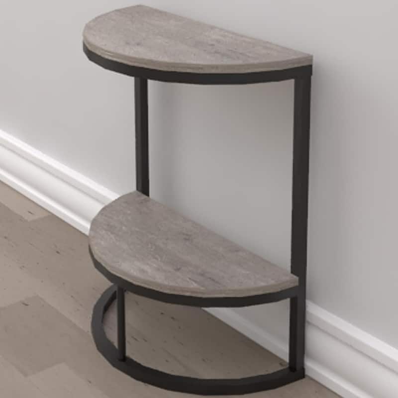 End Table Half Round, Narrow Side Table, Slim C Table for Sofa Couch - 1PC - Grey