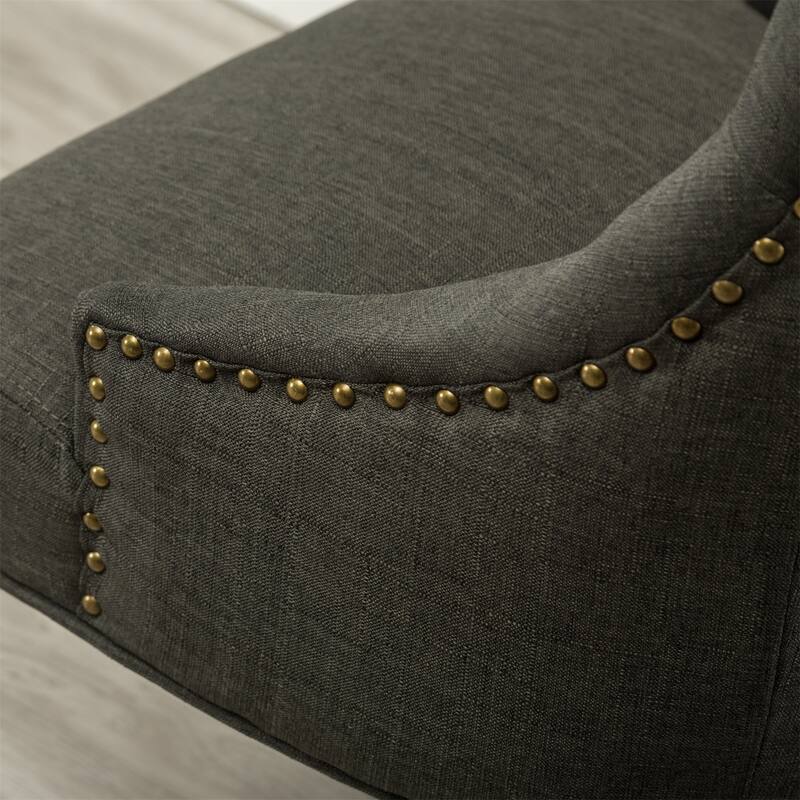 Set of 2 Tufted Button Wingback Chairs with Nailheads and Wood Legs