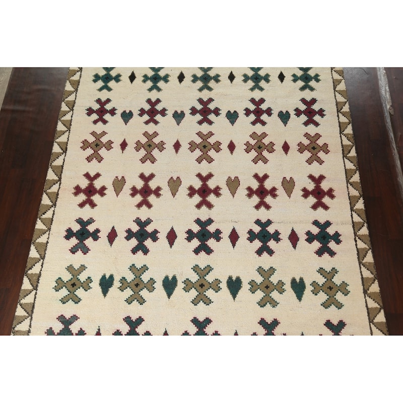 Geometric Moroccan Oriental Area Rug Wool Handmade Dining Room Carpet - 9'0" x 12'4"