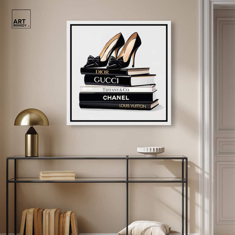 Ink Books and Heels Canvas by Art Remedy, Gallery Wrapped