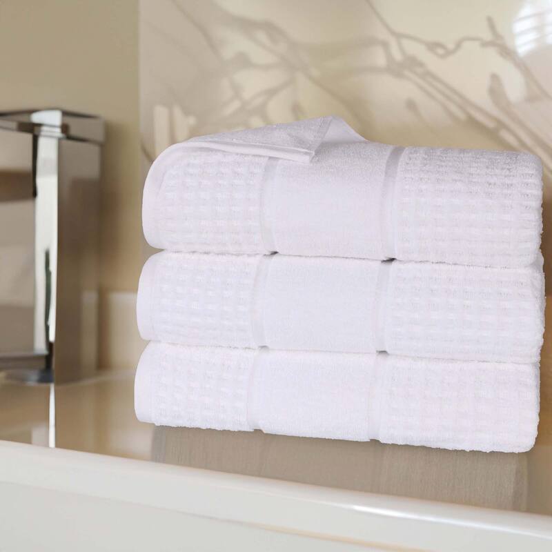 Superior Napa Zero Twist Cotton Soft Waffle Bath Towel Set of 3 - White