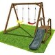 preview thumbnail 5 of 5, Wood Swing Set w/Slide,Wood Swing Set for Backyard, 2 in 1 Swing Set