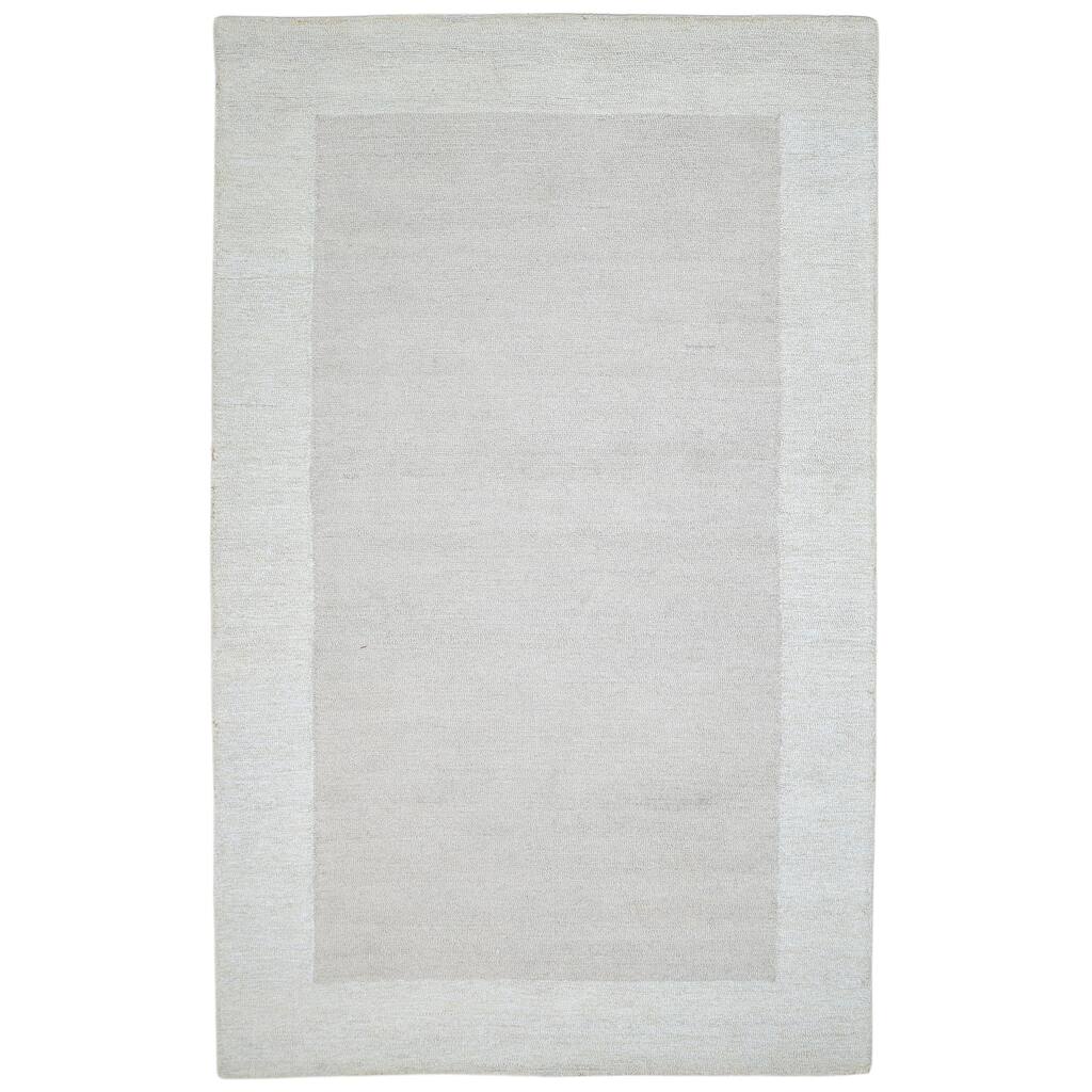 One of a Kind Hand-Tufted Modern & Contemporary 5' x 8' Border Wool Grey Rug - 5'0"x8'1"