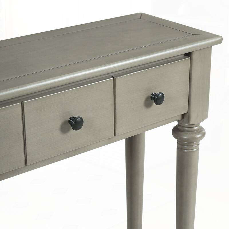 Retro Console Table with Open Shelf and 4 Drawers for Entryways