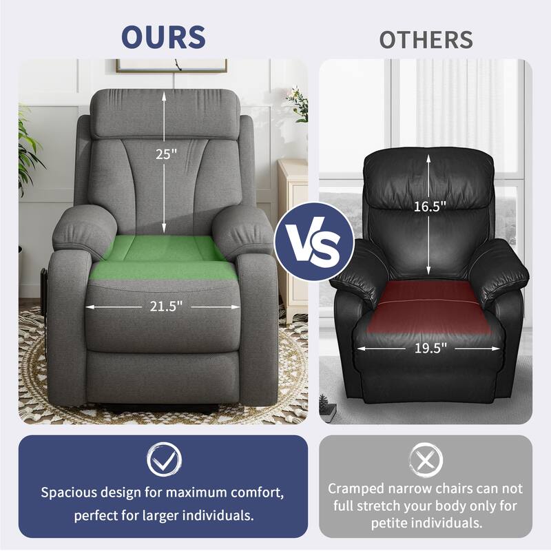 GDFStudio - Snowflake Velvet Power Lift Recliner with Remote Control