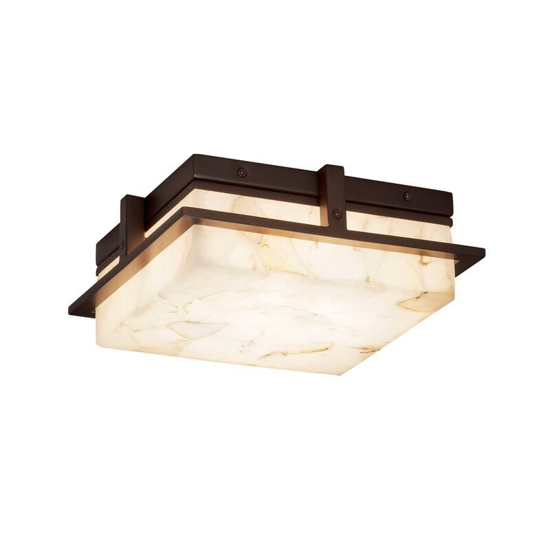 Justice Design Alabaster Rocks! Avalon Dark Bronze 10-inch Small LED Flush Mount, Alabaster Rocks Shade - Dark Bronze