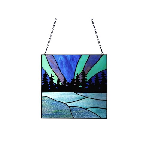Northern Lights Suncatcher - Aurora Stained Glass Window Hanging - Multi