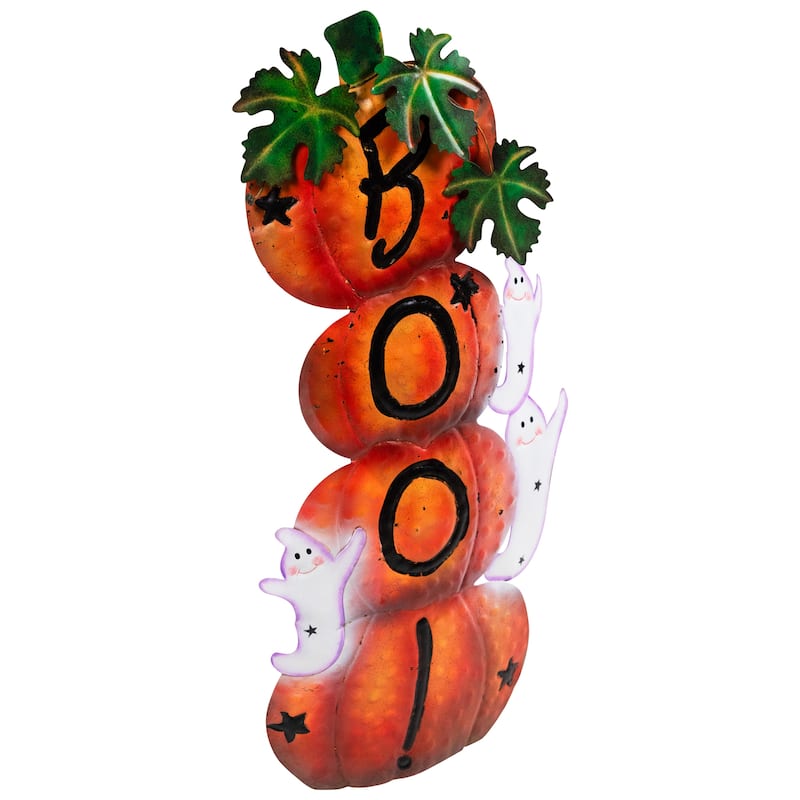 33" Orange and Black Stacked Pumpkins Outdoor Halloween Decoration