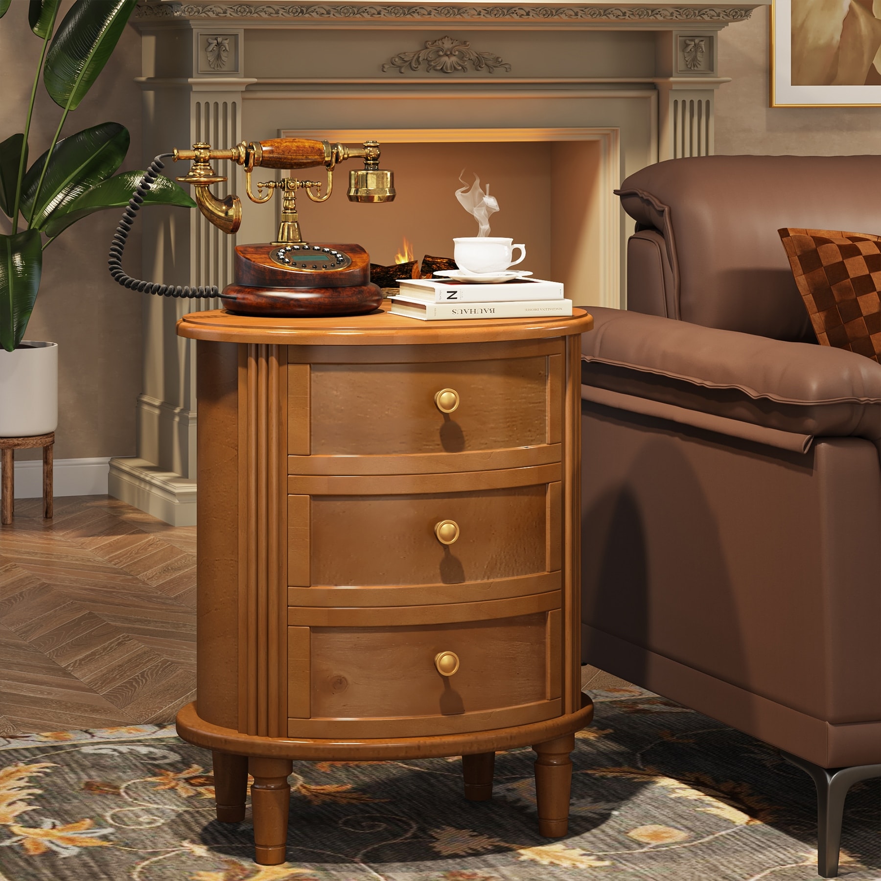 Fully Assembled Nightstand with 3 Drawers
