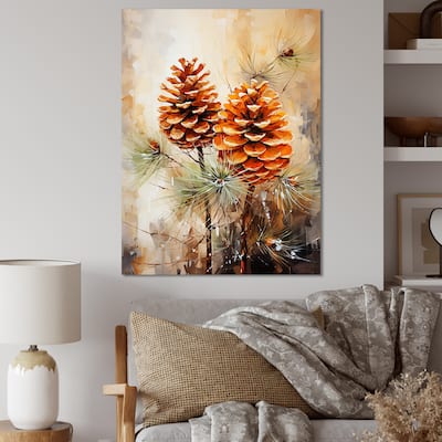 Designart "Spruce Pine Tree Forest IV" Tree Pine Wall Décor Brown - Traditional Canvas Wall Art For Home