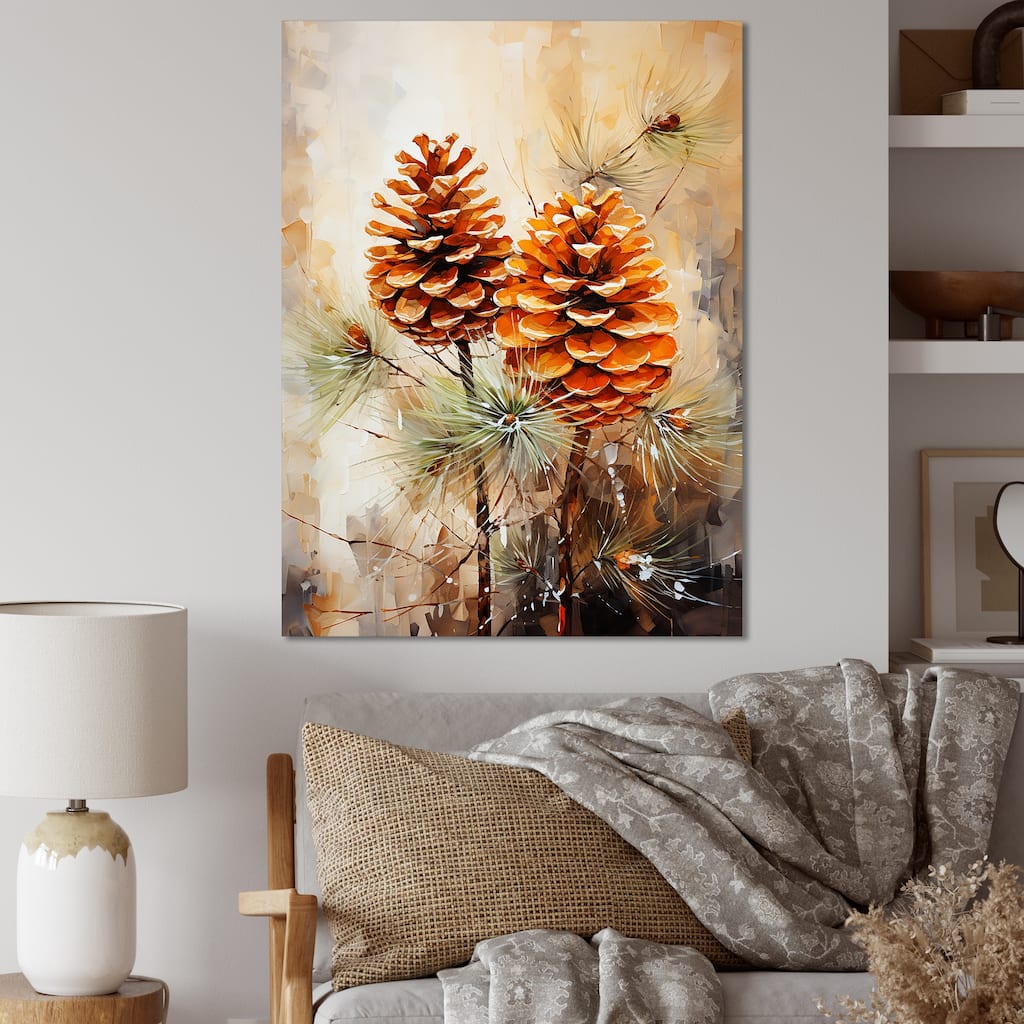 Designart "Spruce Pine Tree Forest IV" Tree Pine Wall Décor Brown - Traditional Canvas Wall Art For Home