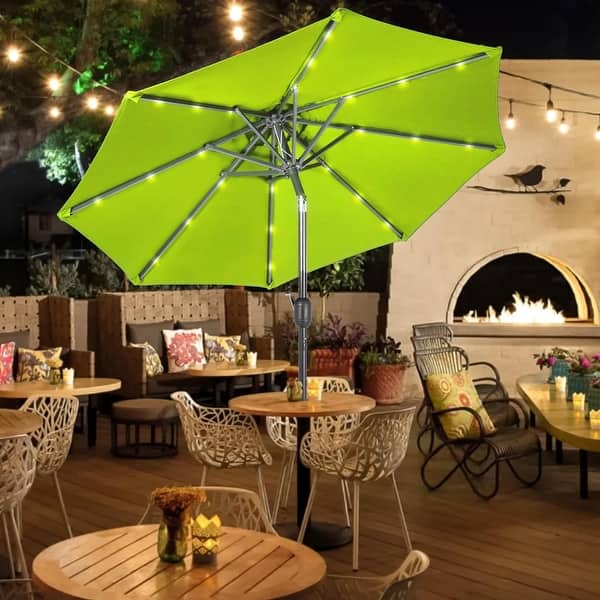 green lighted patio umbrella Sunnyglade 9' Solar LED with 8 Ribs/Tilt Adjustment and Crank Lift System (Grass Green) : Patio, Lawn & Garden Evenings with your friends and family will become a bit brighter and more whimsical with the addition of a patio umbrella with LED lighting Sonkuki 11 ft. Solar LED