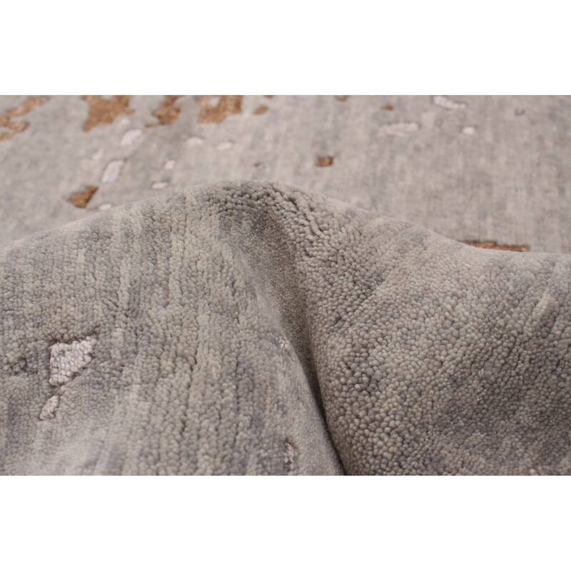 ECARPETGALLERY Hand-knotted Alma Grey Silk, Wool Rug - 7'10 x 7'10