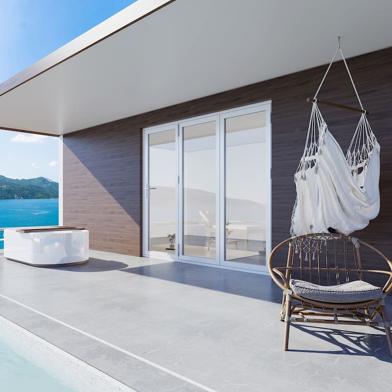 KaMic 96" x 80" 3-Panel Aluminum Patio Folding Door Left to Right-Outswing