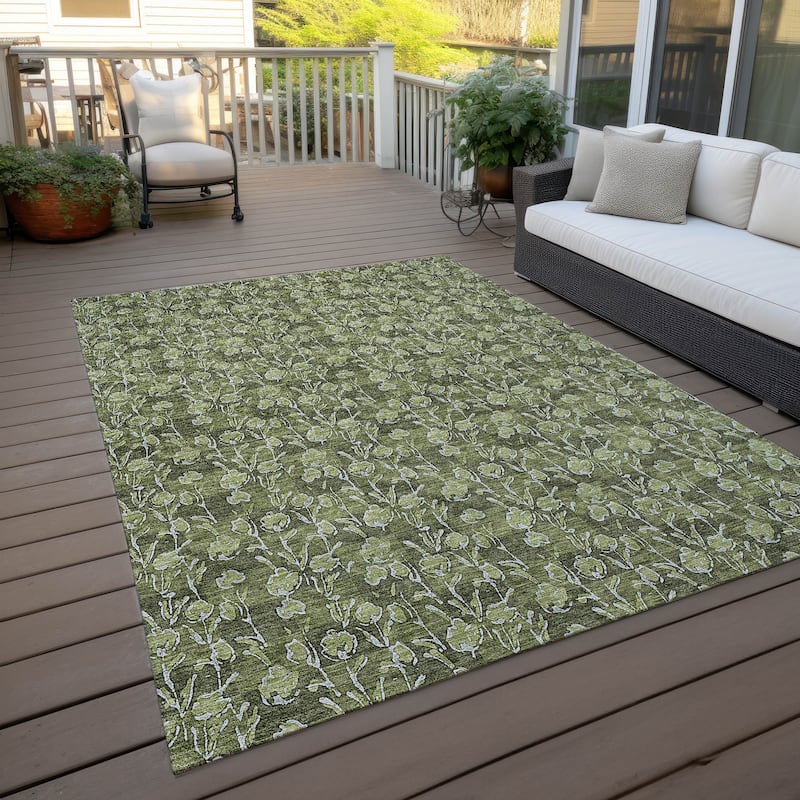 Machine Washable Indoor/ Outdoor Chantille Modern Floral Impressions Rug