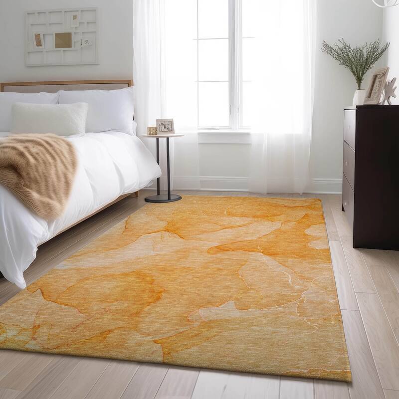 Premium Washable Super Soft Abstract Contemporary Mayfield Rug - Orange - 10' x 14' - Rectangle