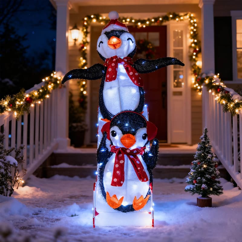 Costway Lighted Christmas Decoration Penguin with 170 LED Lights for - as pic shows - See Details